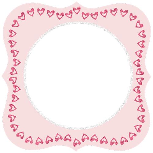 Розовая рамка с круглым вырезом и сердечками