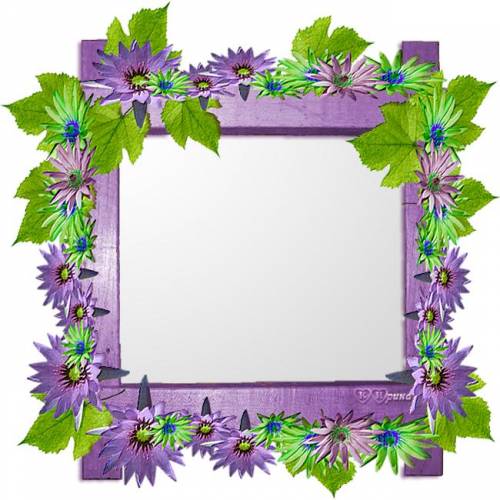 Фиолетовая раммочка с цветами и зеленью
