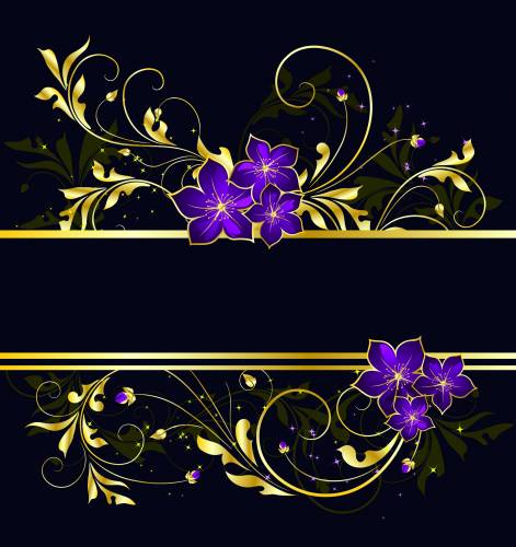 Черная рамка с фиолетовыми цветами