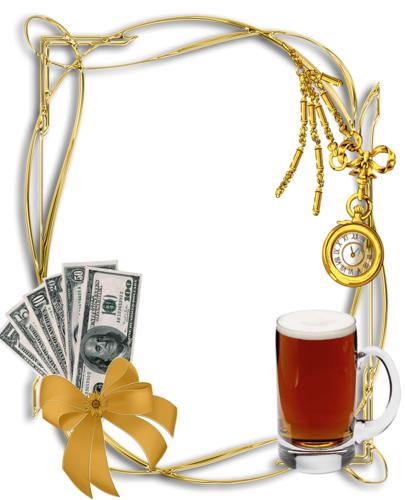 Рамка для поздравления мужчин с пивом и долларами