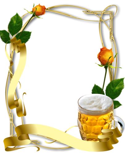 Рамка для поздравления мужчин с пивом и цветами
