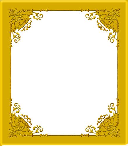 Желтая рамка яркая, с золотым орнаментом на уголках
