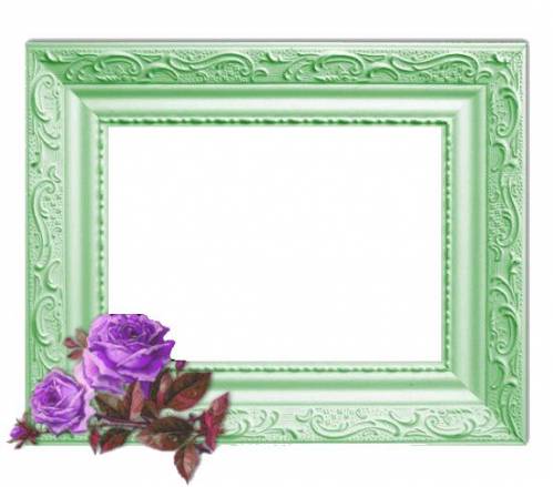 Прямоугольная рамка зеленая с цветами