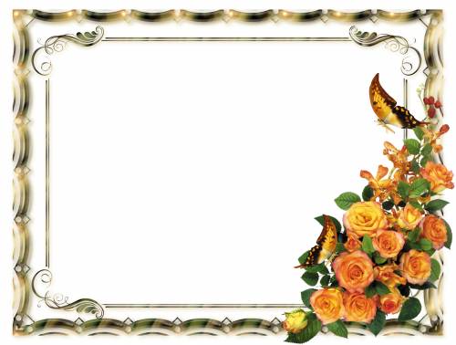 Прямоугольная рамка с цветами и бабосками