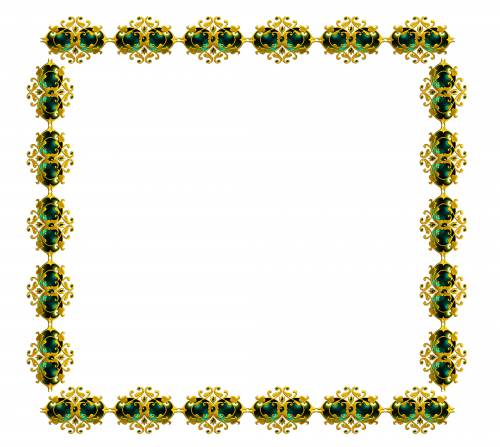 Золотая красивая рамочка украшена зелеными камушками