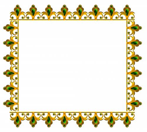 Золотая ажурная рамочка украшена зелеными камнями