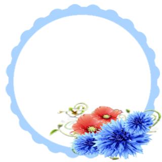 Рамка голубая с летними цветами