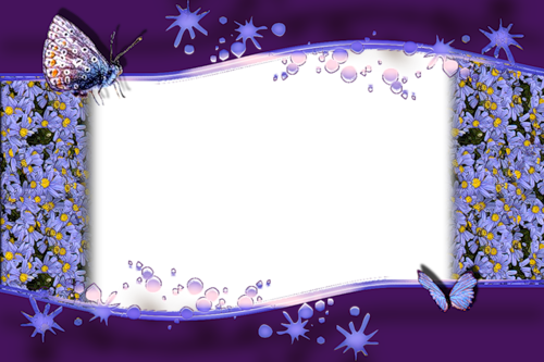 Фиолетовая  рамка с бабочками