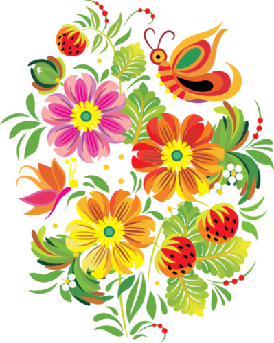 Образец рисунка с бабочками и цветами