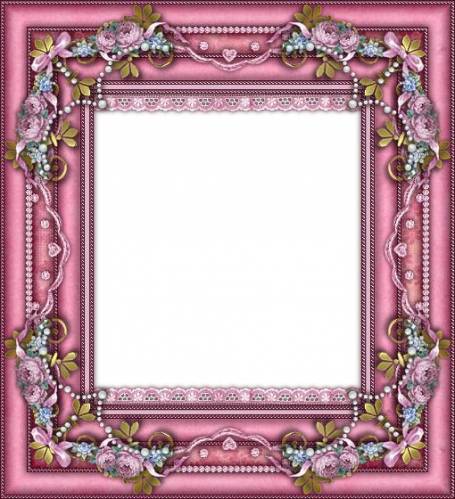 Красиво украшенная розовая рамка