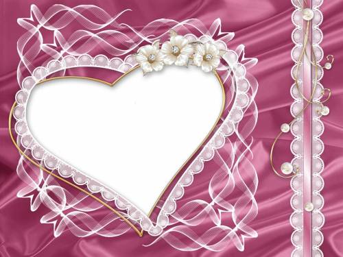Белое сердечко на розовомL