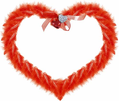 Сердечки Пушистое красно-оранжевое сердечко рамки