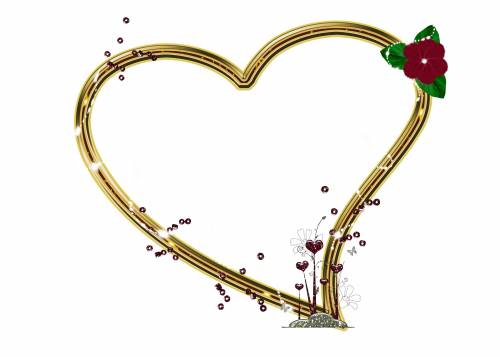 Сердечко-рамка золотая с сердечками и цветком