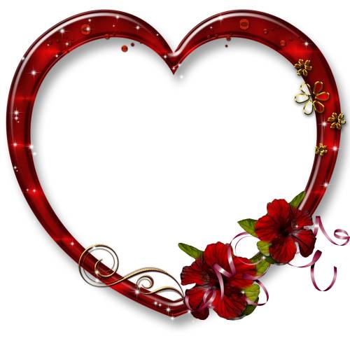 Сердечко-рамка красная с цветком