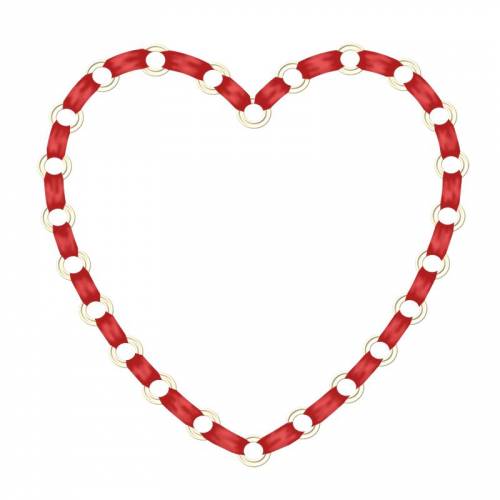 Сердечко-рамка из красных ленточек и белых колечек