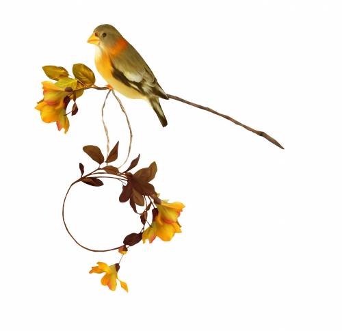 Рамочка с осенними цветами и птицей