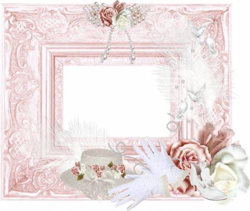 Розовая рамка с цветами и чашечкой