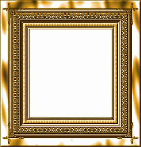 Золотая квадратная  рамка с бело-коричневым