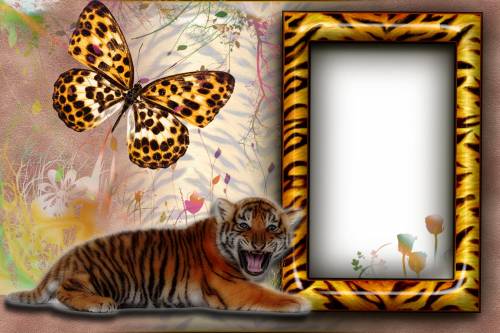 тигровая рамка с тигренком