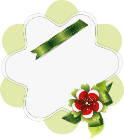 Виньетка для надписей с зелеными лентами и цветком