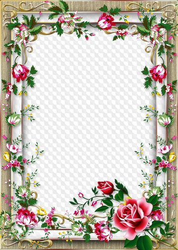 Рамка с прозрачным фоном для текста с розовыми розами