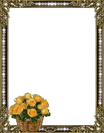 Золотая рамка с корзиночкой с цветами