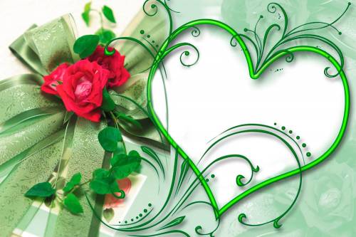 Нежно зеленая рамка сердечком