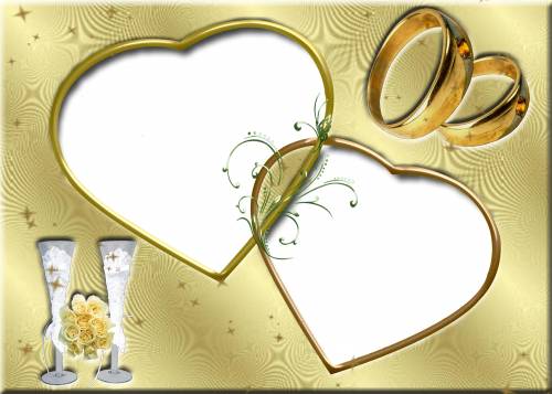 Свадебная рамка с двумя сердечками