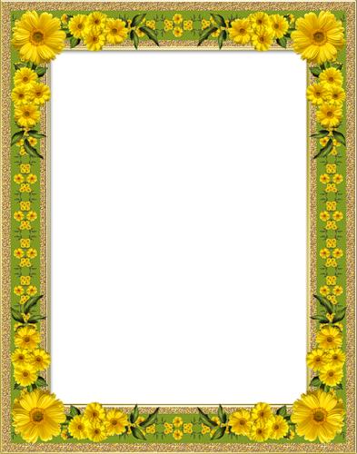 Рамка зеленая с желтыми цветами