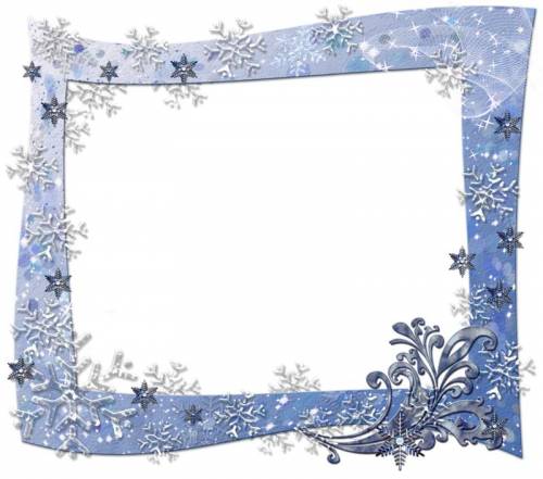 Голубая рамка со снежинками