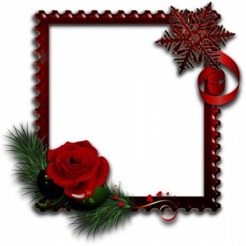 Рамка с розой для поздравлений в зимний период
