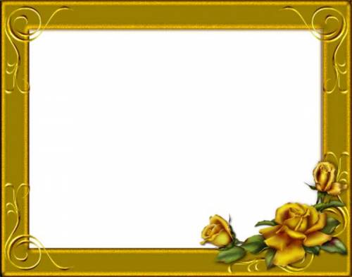 Золотая рамка с желтыми розами