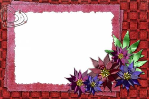 Красная рамка-плетенка с сердечком и цветами