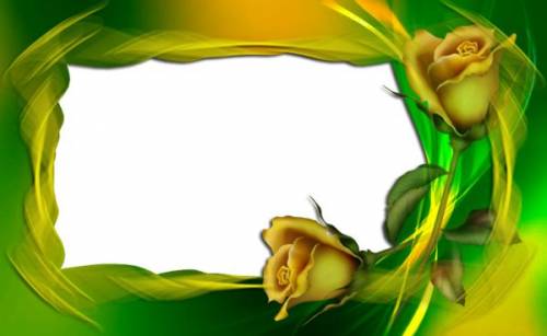 Желто-зеленая рамка с розами