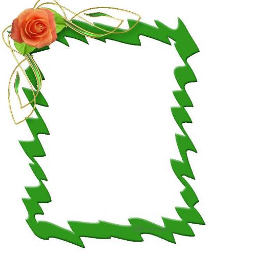 Зеленая рамка зигзагами с розой