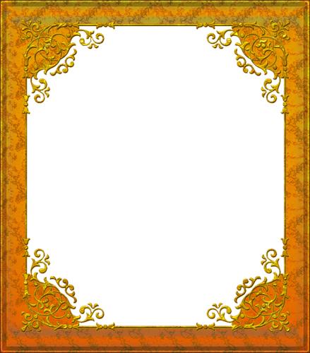 Оранжевая рамка с золотым рисунком на уголках
