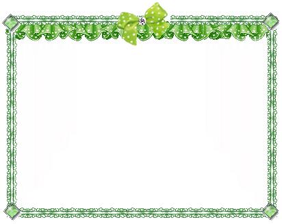 Прямоугольная рамка зеленая с рюшками и бантом