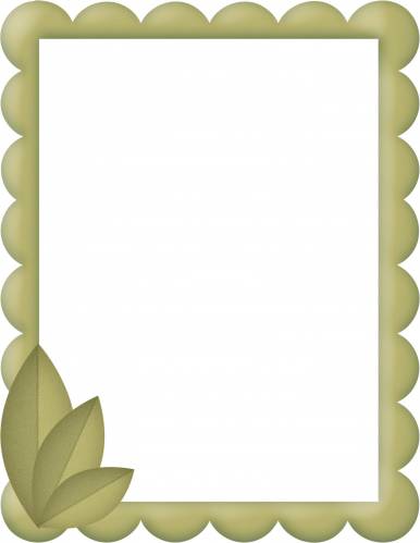 Рамка зеленая с тремя листочками в уголке