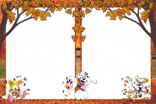 Зверюшки играют осенней листвой