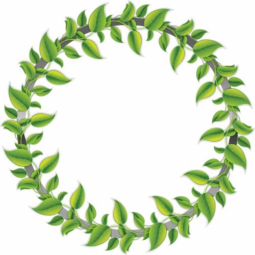 Рамка из зеленых листьев круглая