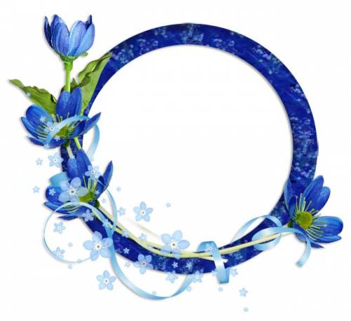 Рамка круглая синяя с цветами