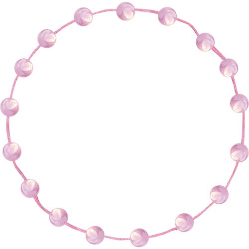 Круглая рамка из розовых жемчужин на нити