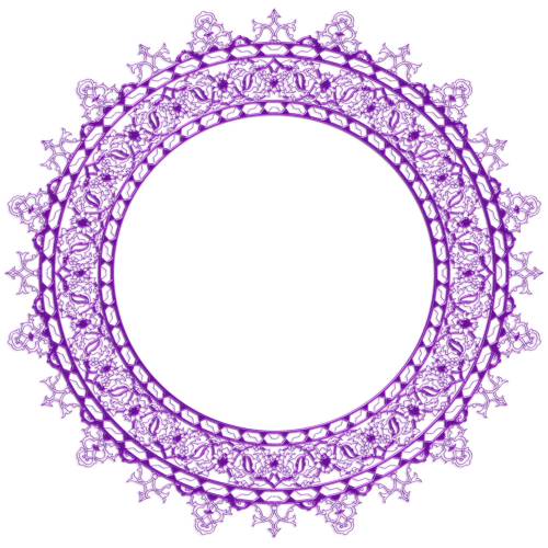 Красивая круглая рамка с фиолетовым орнаментом