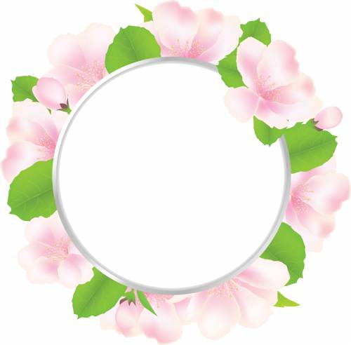 Круглая рамка с розовыми цветами
