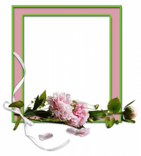 Рамка розово-зеленая с пионами