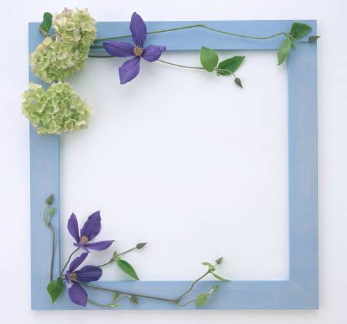 Рамка  для фото голубая с цветком
