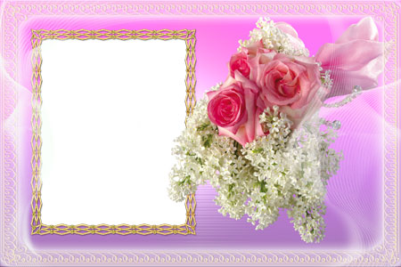 Розовая рамка с чиренью и цветами