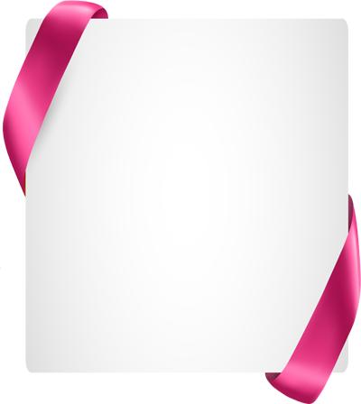 Рамка-лист с розовой лентой
