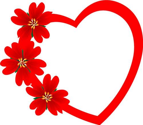 Рамка-сердечко с красными цветами