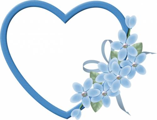 Рамка-сердечко с голубыми цветами